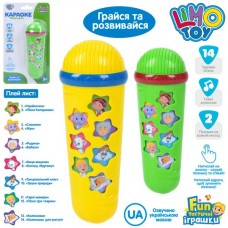 Микрофон M 3855 15см, 14 песен(УКР), 2 цвета, на бат-ке, в слюде