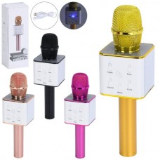 Микрофон Q7 25см, аккум, USBвход, Bluetooth, USBзарядное, микс цветов, в коробке, 9-26-8см Микрофон Q7 25см, аккум, USBвход, Bluetooth, USBзарядное, микс цветов, в коробке, 9-26-8см