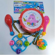 Детский барабан BabyToys 5598-4 с палочками и маракасами