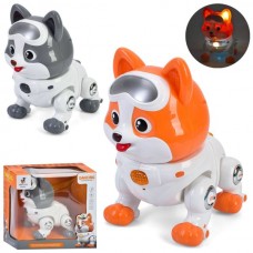 Музыкальная игрушка 8826 19см, собака, музыка, звук, свет, ходит, 2 цвета, на бат-ке, в кор-ке