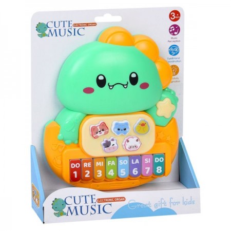 Детское пианино BabyToys 919 Динозавр с музыкой и светом