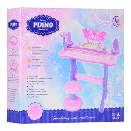 Дитячий синтезатор BabyToys 6618 зі стільчиком і світлом