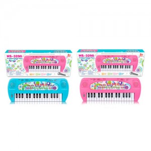 Детский синтезатор HS3290AB 32 клавиши, 40см, запись, микрофон, 2цвета, батарейки