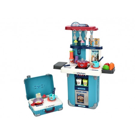 Детская игрушечная кухня игровая со светом и звуком 008-601-606A, 48 см, складывается в чемодан