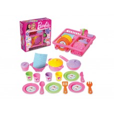 Детская посудка с сушилкой Barbie, 29 см, 21 предмет, Dede 01753