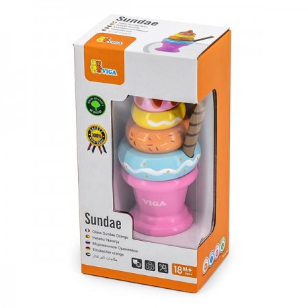 Деревянная пирамидка Viga Toys Мороженое розовый Деревянная пирамидка Viga Toys Мороженое розовый