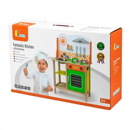 Дитяча кухня Viga Toys з дерева з посудом 50957FSC Дитяча кухня Viga Toys з дерева з посудом 50957FSC