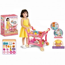 Фигурки для игры 009-061 тележка для продуктов, 35-52-в45,5см, посуда, продукты (на липучке), тостер(механич.), в коробке, 30-42-14см