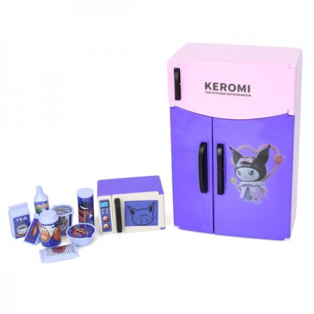 Фігурки для гри KEROMI-2025-01 KR, набір 3шт 7см, холодильник 13-19,5-7см, мікрохвильова піч, продукти, картки, 39-26-12см