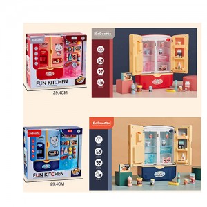 Іграшковий холодильник 6680A-2-1 22 см, продукти, музика, світло, двері відкриваються