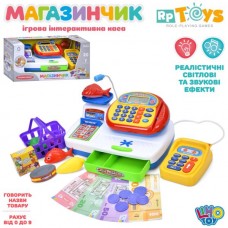 Кассовый аппарат 7019 RU калькулятор, весы, терминал, микрофон, продукты, карточка, монеты, корзина, муз, звук(укр), свет, 20предм, на бат-ке, в кор-ке