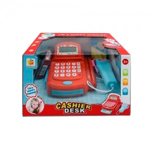 Детский игрушечный кассовый аппарат CC686-1 15см, калькулятор, сканер, звук