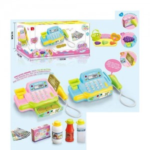 Дитячий іграшковий касовий апарат DJ208 17, 5см, муз, зв англ, сканер, продукти, кошик, 2цв, бат, кор