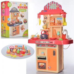 Дитяча ігрова кухня дитяча 16854D, плита-звук, світло, духовка, мийка-ллється вода, посуд, продукти