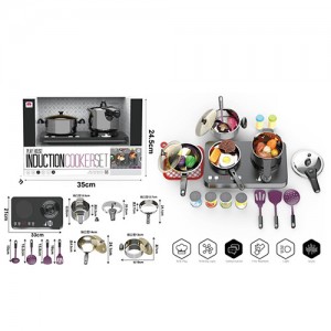 Детская игрушечная кухня 555-BX047 плита, звук англ, свет, табло, посуда, продукты, 32пр, бат