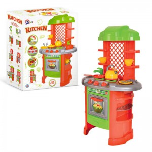 Детская игрушечная кухня №7 0847 "Technok Toys", плита, полички, посуд, каструля, чайник, пательня, лопатки, в коробці