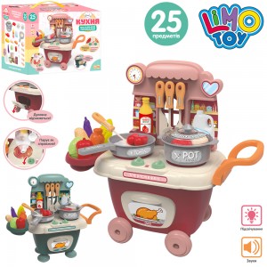Дитяча ігрова кухня BD8015B візок, плита, пар, звук, світло, посуд, продукти