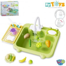 Игрушечная кухня WD-803A с мойкой и водой, 16 предметов