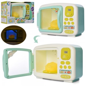 Детская игрушечная микроволновка ZG0022 21см, духовка, продукты, звук, свет, подвижная тарелка
