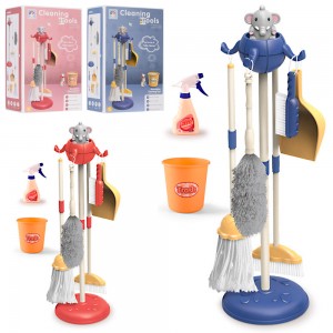 Детский игрушечный набор для уборки WY505-1-2 подставка, швабра, щетки, совок, ведро