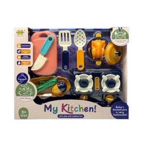 Детская посудка RM8203-2 плита, кастрюля, досточка, кухон.принадлежн, продукты