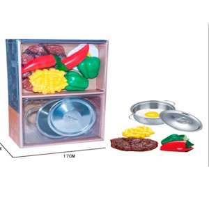 Дитячий іграшковий набір посуду YH2018-1B каструля, метал, продукти на липучці