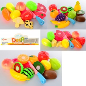 Дитячі іграшкові продукти 054C-16-17 на липучці, 4вида овочі/фрукти, дощечка, ніжки