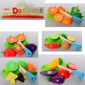 Дитячі іграшкові продукти 626-9-10-11-12-13 на липучке3шт, досточ, ніж, 5в овочі/фруктыке