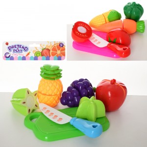 Дитячі іграшкові продукти 6606-1-2 на липучці, 4шт, дощечка, ніж, 2вида овочі/фруктыке