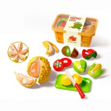 Продукты 666-145 на липучке, овощи, фрукты, нож, доска, корзина, в карт.обвертке, 22,5-16-10,5см