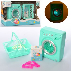Детская игрушечная стиральная машина 7706-8 12 см, звук, свет, корзина, вешалки