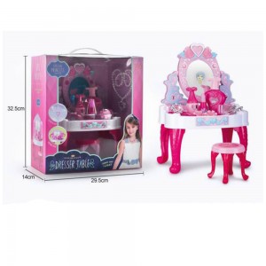 Детский туалетный косметический столик-трюмо для куклы CX-828B на ножках, 29х21 см, стульчик, звук, свет