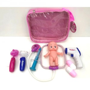 Дитячий ігровий набір лікаря 2001-525 пупс15см, стетоскоп, мед. інструменти, звук, світло, бат табл в сумці