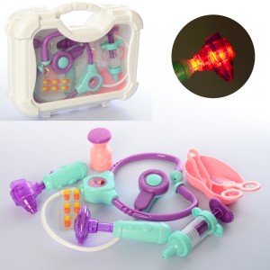Детский игровой набор доктора 5684-1 стетоскоп, ножницы, инструменты, звук, свет, бат таб, в чемодане