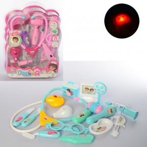 Детский игровой набор доктора DF546-24A-25B стетоскоп, очки, мед.интструм, звук, свет, бат-таб, 2вида, в слюде