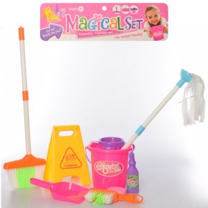 Детский игрушечный набор для уборки 556-22 щетка, швабра, ведро, совокке
