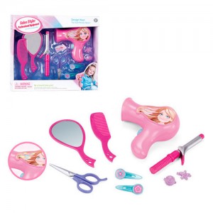 Дитячий іграшковий набір перукаря BE1291 фен, звук, світло, плойка, ножиці, гребінець, дзеркало