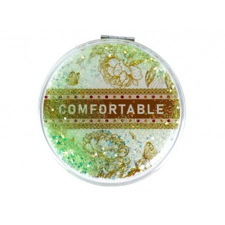 Зеркало карманное круглое Comfortable ZT185-2538L, 7 см, с блестками, микс видов, Comfortable