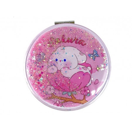 Зеркало карманное круглое Sakura ZT185-2576L, 7 см, с блестками, микс видов (цена за 1шт)