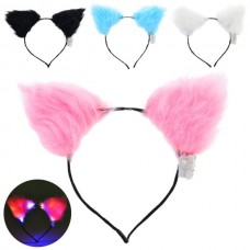 Ободок для волос детский с плюшевыми ушками и подсветкой 3 режима BabyToys FG24030523B