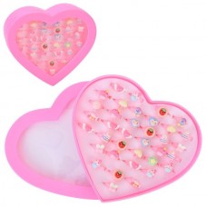 Детские кольца пластиковые BabyToys A0398 микс сердце цветок сладости 36 шт
