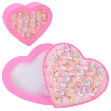Детское кольцо пластиковое BabyToys A0399 микс единорог и сладости, 36 штук