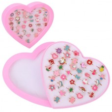 Детское кольцо BabyToys A8585 металлическое с сердцем, микс 36 шт