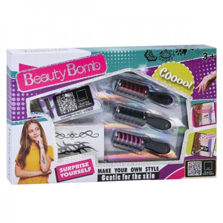 Набор мела для волос BabyToys RY6267, 3 цвета с татуировками Набор мела для волос BabyToys RY6267, 3 цвета с татуировками