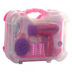 Дитячий іграшковий набір перукаря 661-602 фен, гребінець, бігуді, в валізі, звук, світло