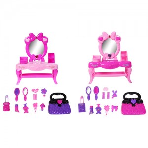 Детский туалетный косметический столик-трюмо T2092-A1-A2, 25х31х11 см, сумочка, расческа, зеркало, чемодан, музыка, свет