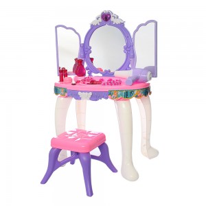 Дитячий туалетний косметичний столик-трюмо YL80009B 68 см, стільчик, фен, аксесуари, музика, світло