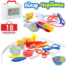 Врач M 0463 AB U/R стетоскоп, очки, мед.инструменты, 18предметов, 2вида, в чемодане Врач M 0463 AB U/R стетоскоп, очки, мед.инструменты, 18предметов, 2вида, в чемодане