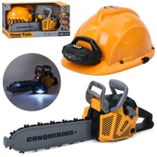 Бензопила T006 35см, каска 23см, звук, свет, на бат-ке, в кор-ке