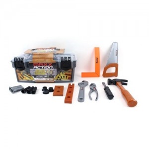 Набор игрушечных инструментов 553-10 пила, молоток, плоскогубцы, отвертка, ключ, в чемодане